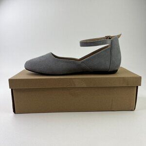 Venus Celia Women Sz 8 Serenity Ankle Strap Flats Shoe Gray Slip on Comfort Foam